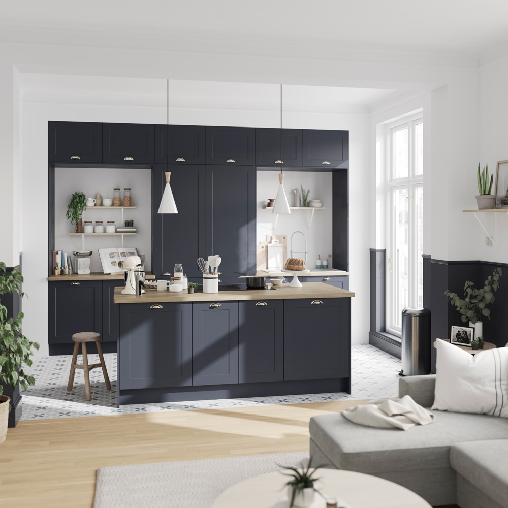 Front usa GOODHOME Artemisia, MDF, 59.7 x 35.6 x 1.8 cm, albastru