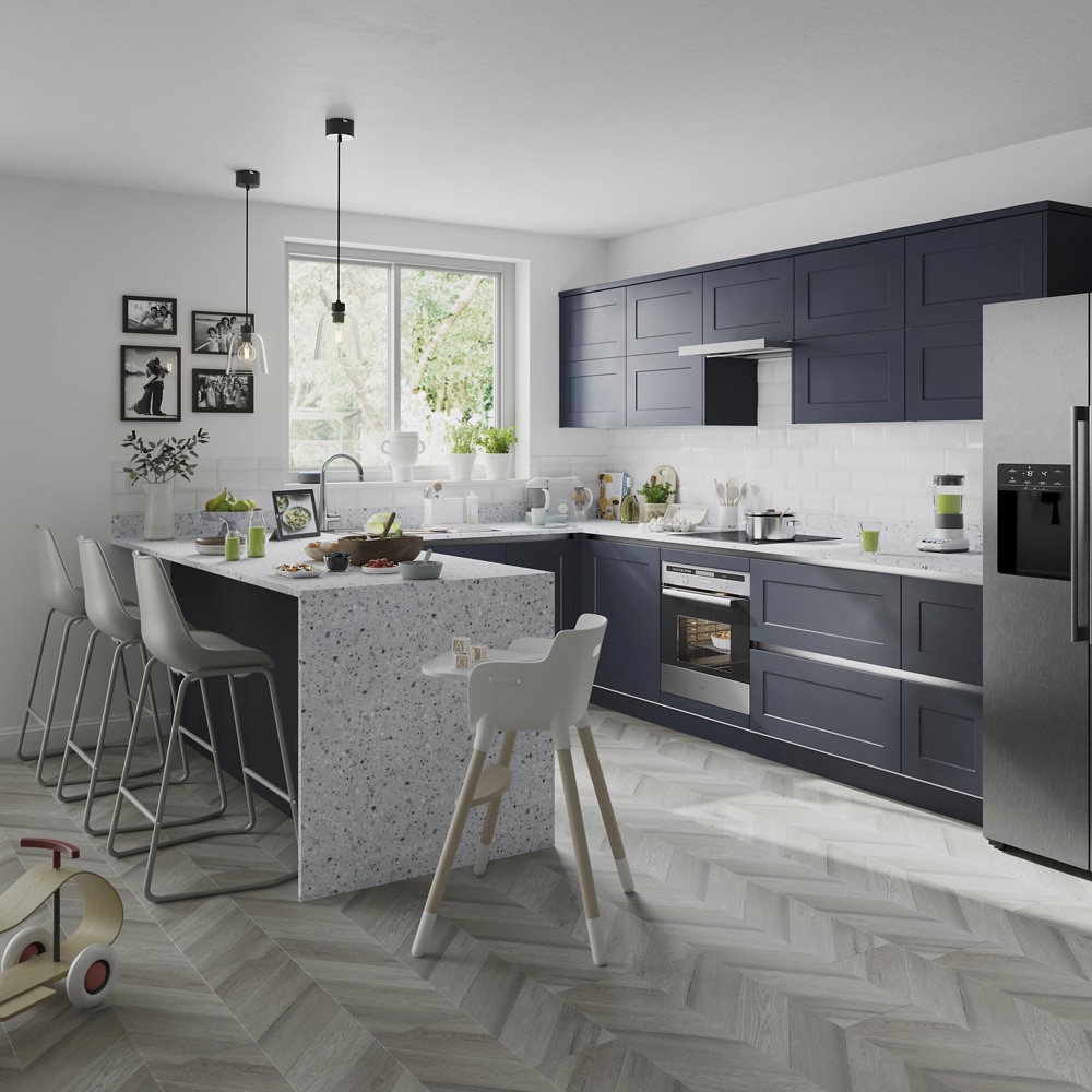 Front usa GOODHOME Artemisia, MDF, 79.7 x 35.6 x 1.8 cm, albastru
