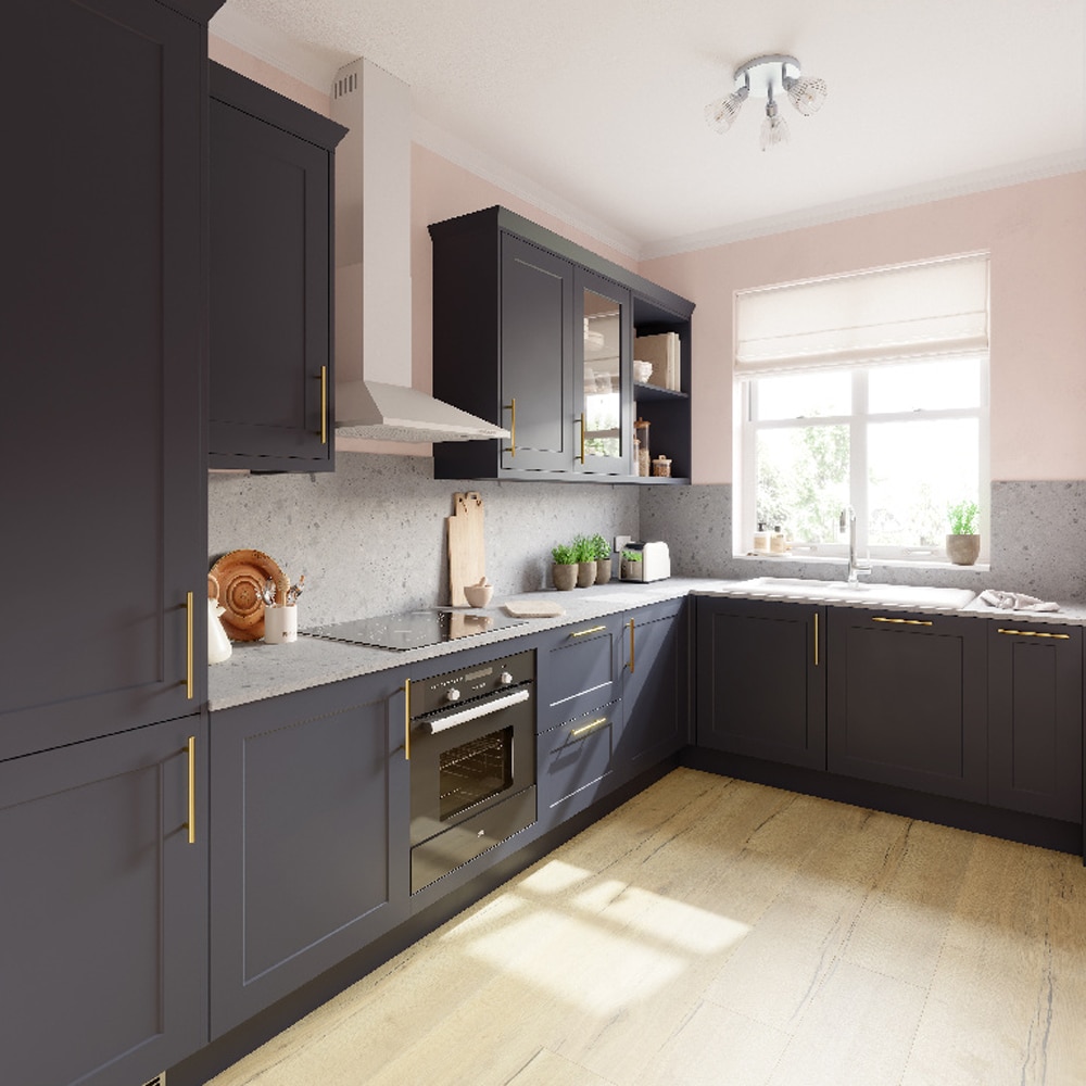 Front usa cu 3 setare GOODHOME Artemisia, MDF, 49.7 x 71.5 x 1.8 cm, bleumarin