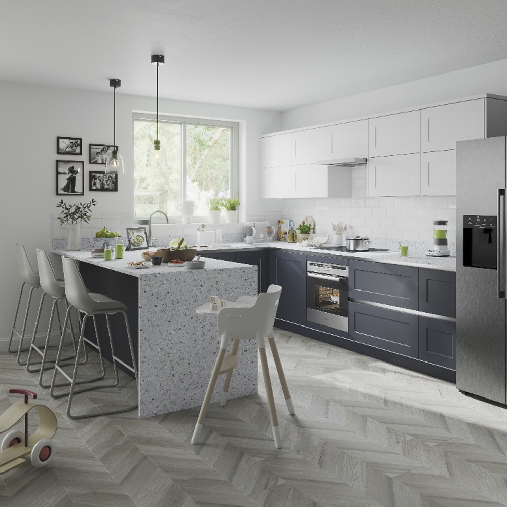 Front usa cu 3 setare GOODHOME Artemisia, MDF, 49.7 x 71.5 x 1.8 cm, bleumarin