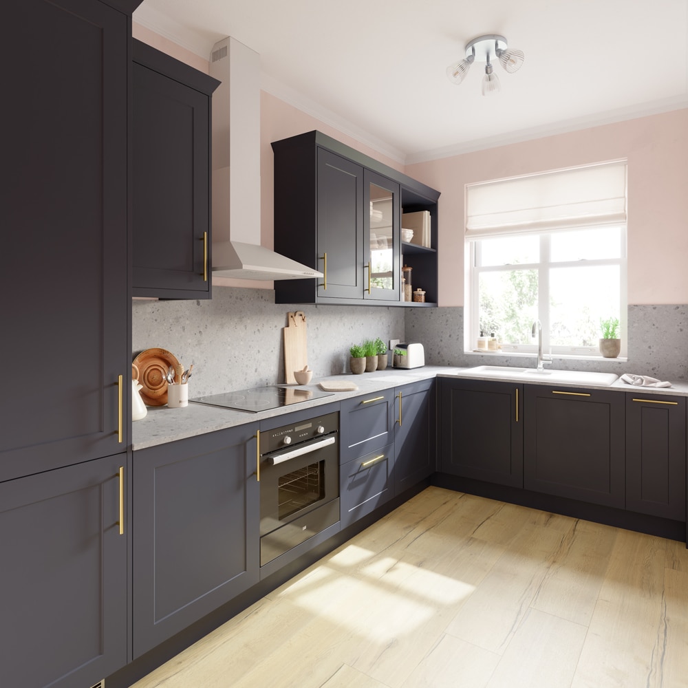 Front usa GOODHOME Artemisia, MDF, 49.7 x 71.5 x 1.8 cm, albastru inchis