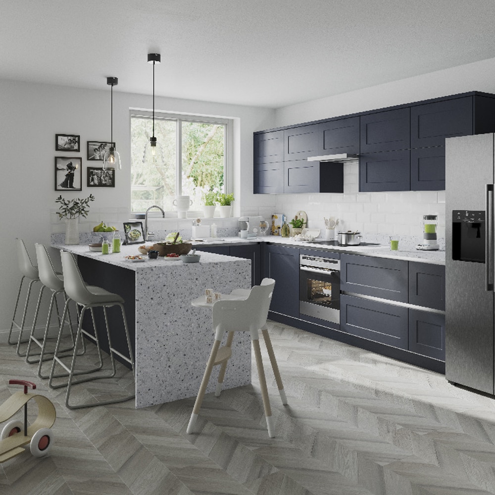 Front usa GOODHOME Artemisia, MDF, 24.7 x 71.5 x 1.8 cm, albastru mat