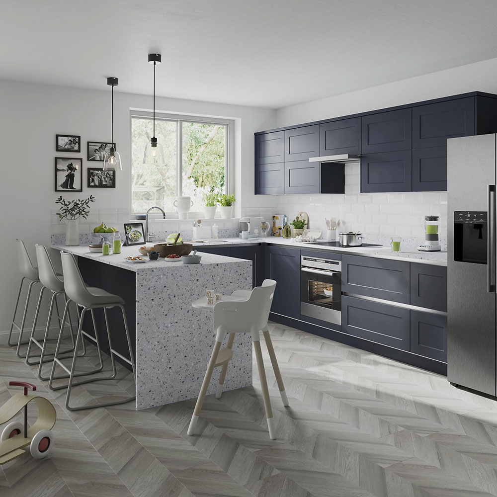 Front usa GOODHOME Artemisia, MDF, 29.7 x 71.5 x 1.8 cm, albastru inchis
