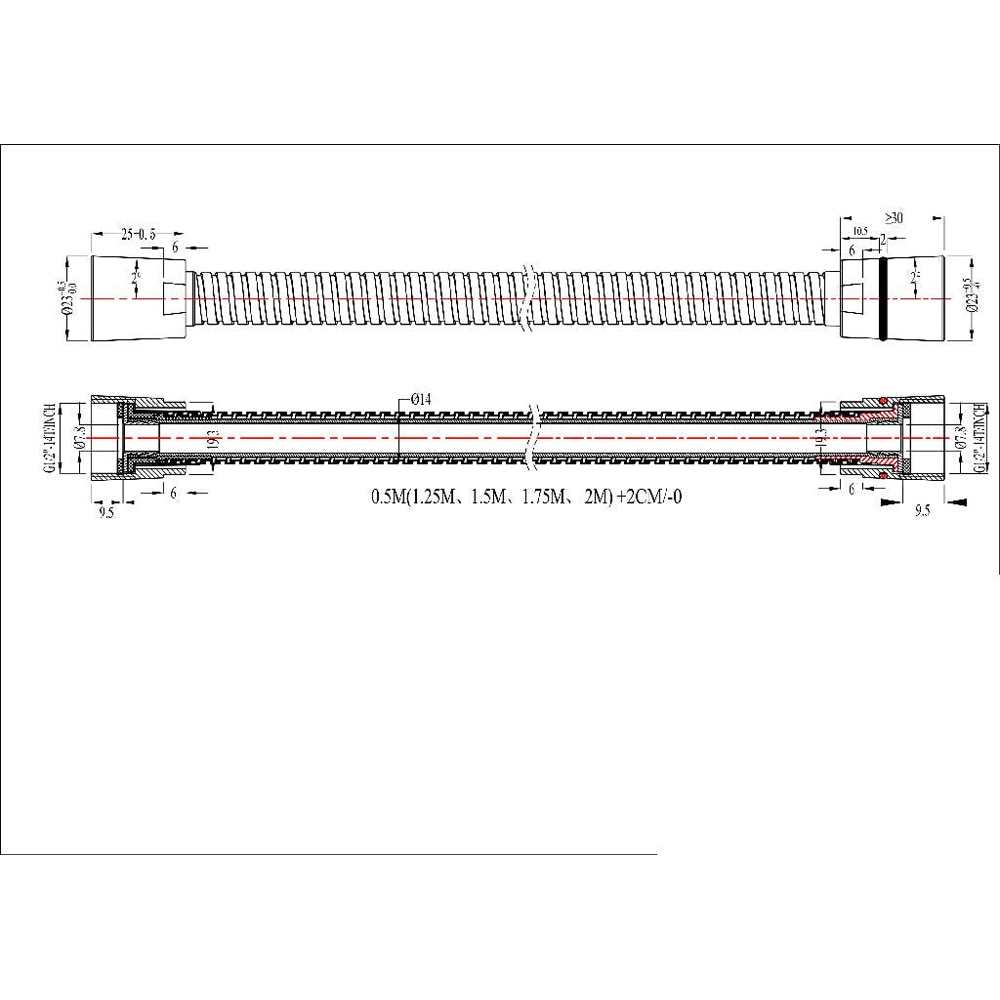 Furtun de dus GOODHOME 100658146, 1.75 m, crom
