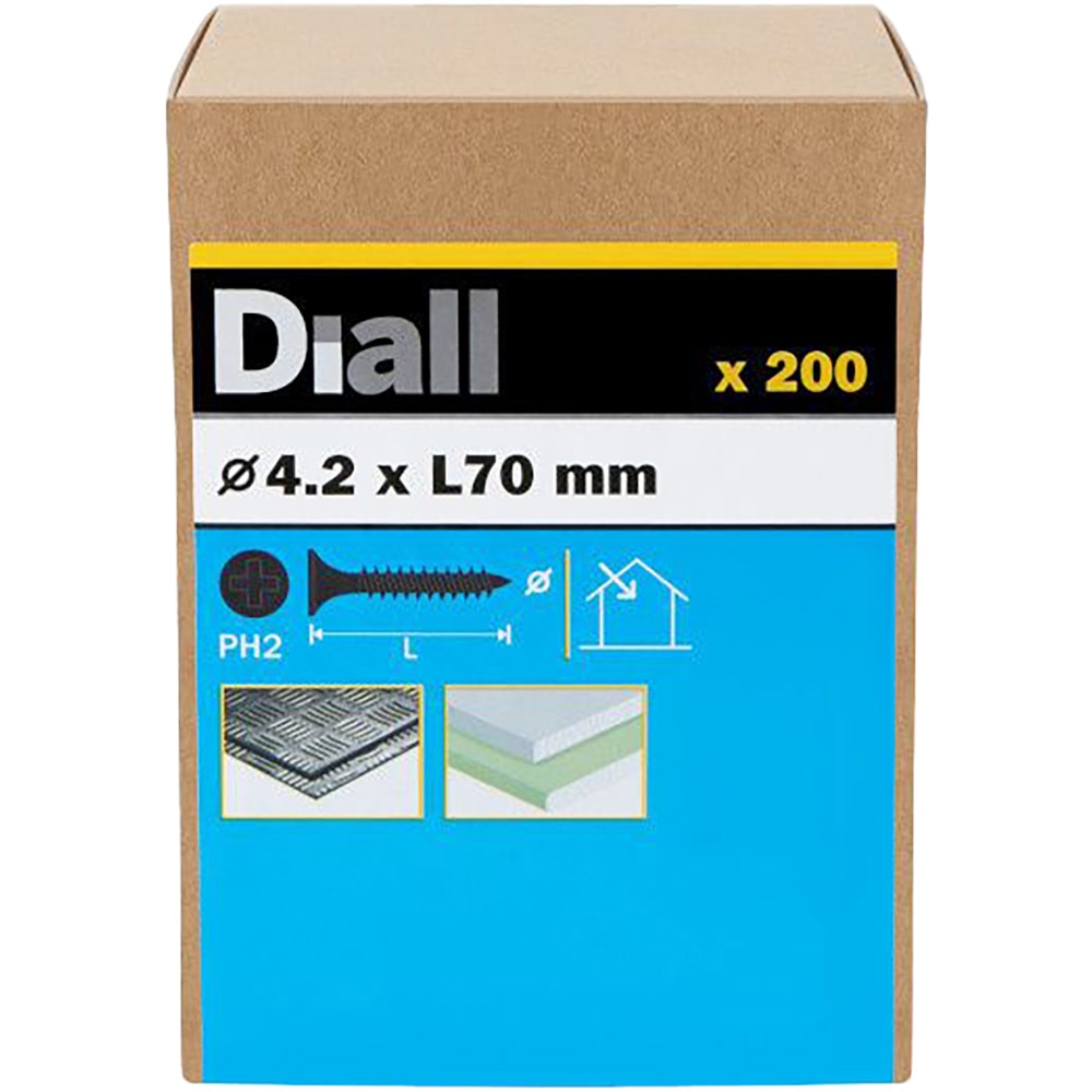 Surub gips-carton autoforant DIALL, PH2, 4.2 x 70 mm, otel, 200 bucati  
