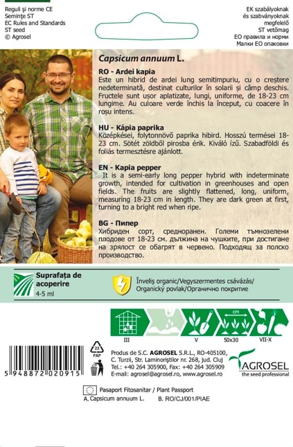 Seminte ardei lung Napoca AGROSEL, 5.15 g