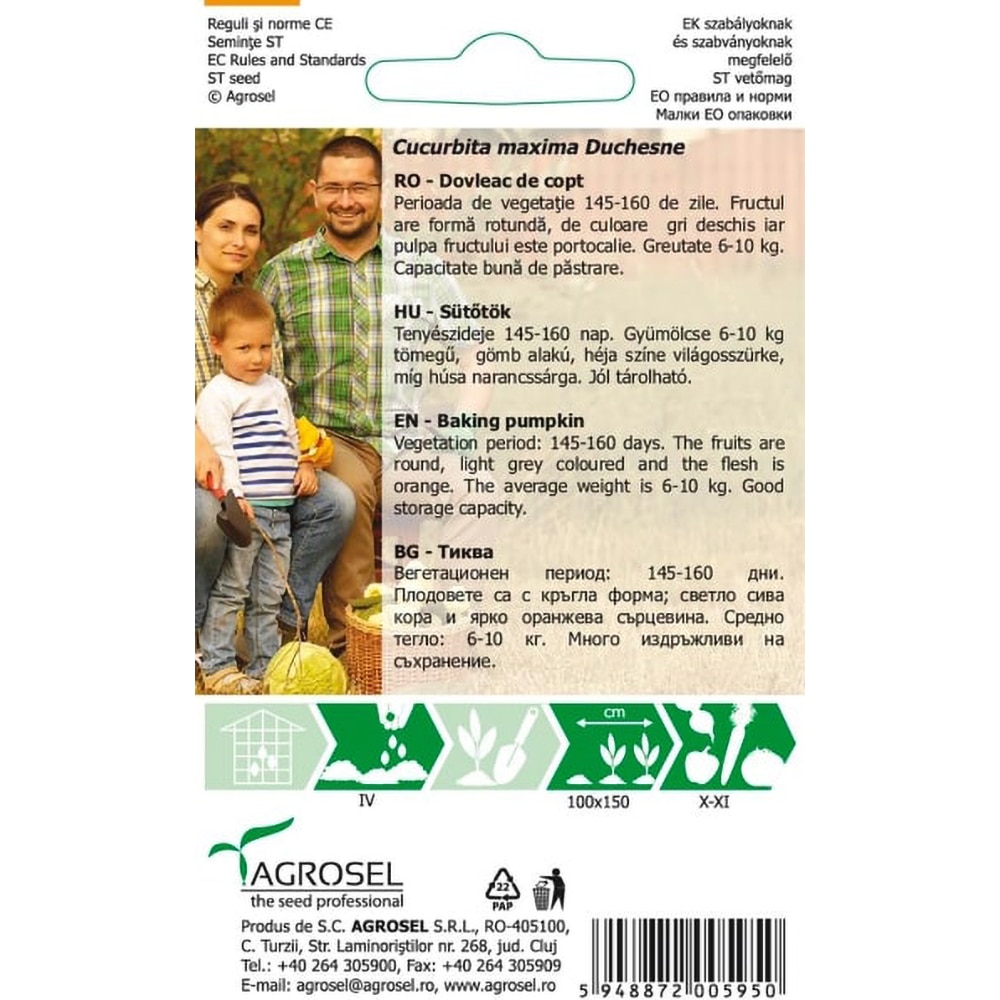 Seminte legume dovleac Nagydobosi AGROSEL, 3g