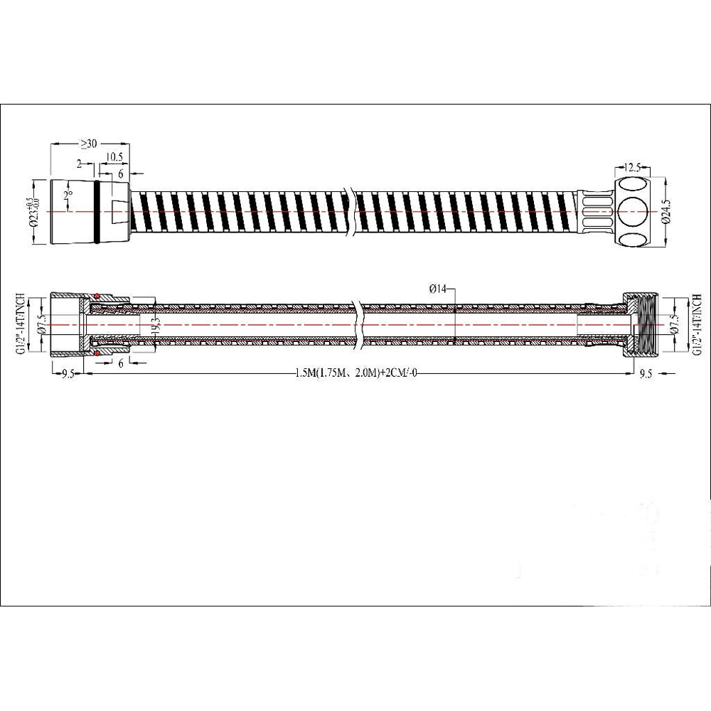 Furtun de dus GOODHOME 100666364, 1.5 m, gri-argintiu