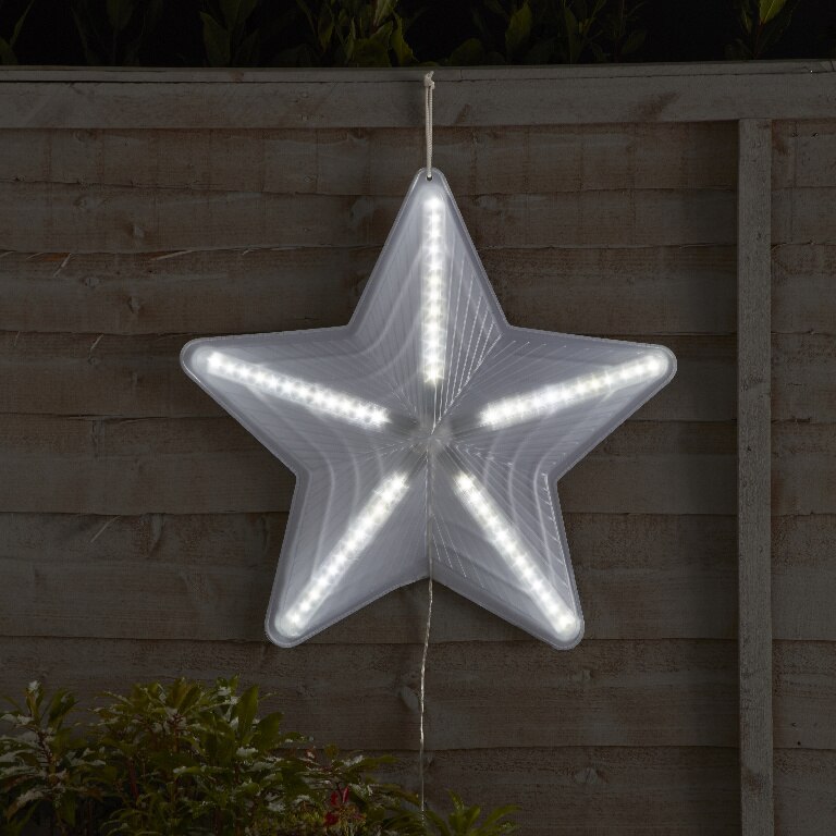 Decoratiune Stea 10 LED-uri, 49 x 46 cm, plastic, alb rece