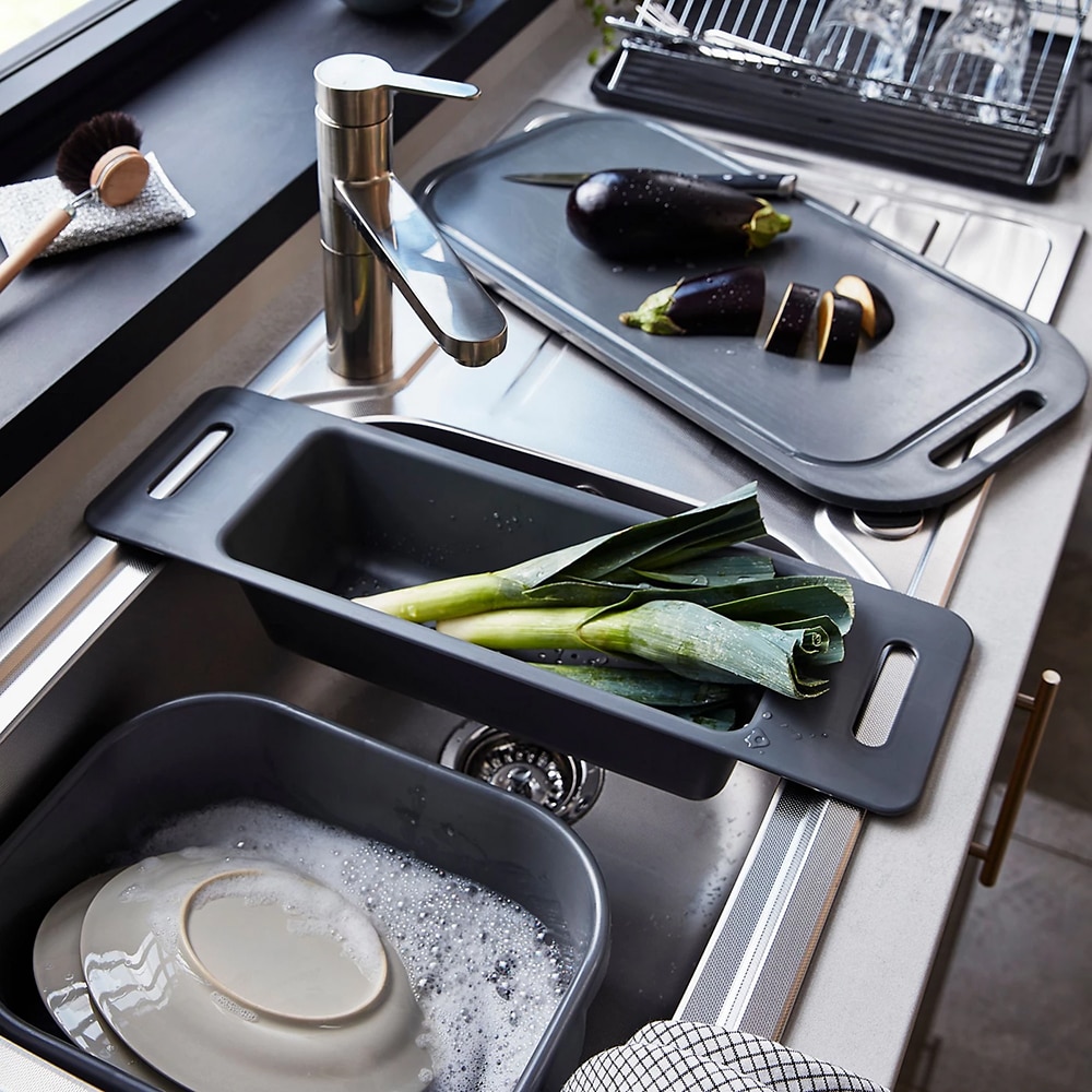 Strecuratoare chiuveta GOODHOME Datil, polipropilena, 54.5 x 16.5 cm, antracit