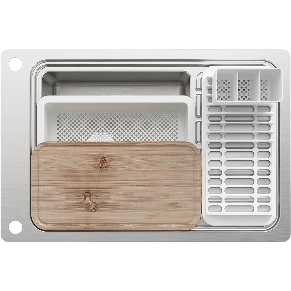 Chiuveta bucatarie GOODHOME Romesco, 1 cuva, picurator reversibil, accesorii, inox