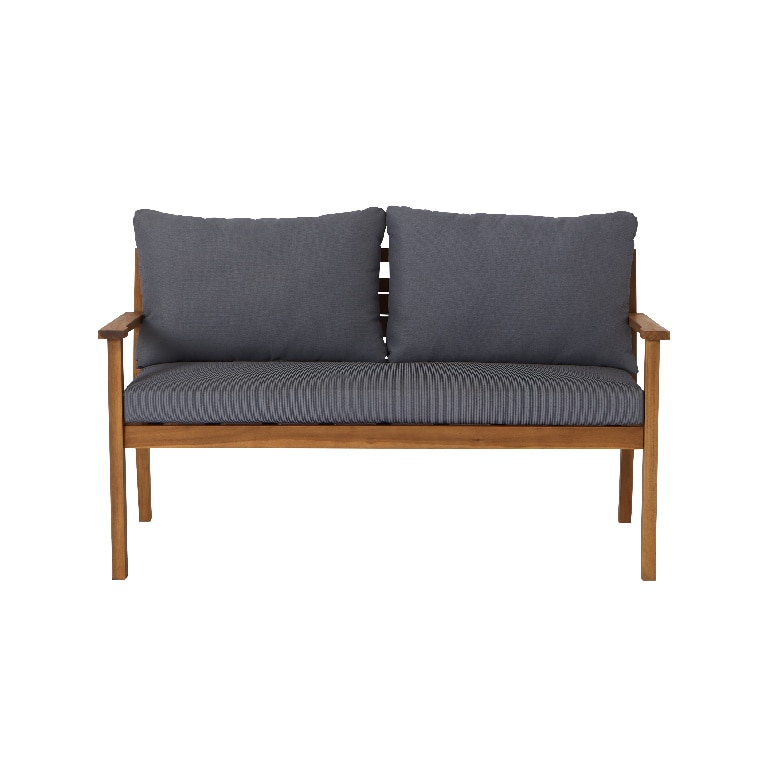 Set mobilier gradina/terasa/balcon, culoare maro, lemn, 4 persoane, masa + 2 fotolii + banca, include perne • GoodHome Denia