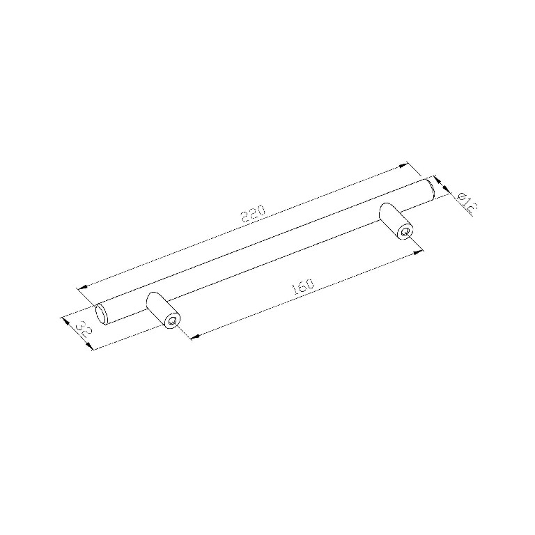 Maner mobila GOODHOME, 22 x 1.2 x 3.2cm, otel, nichel