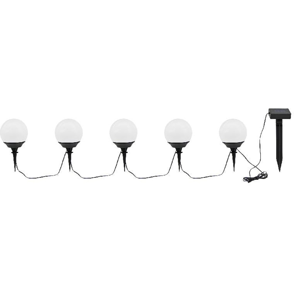 Instalatie 5 lampi solare LED, 0.06 W, 400 mAh, plastic, negru