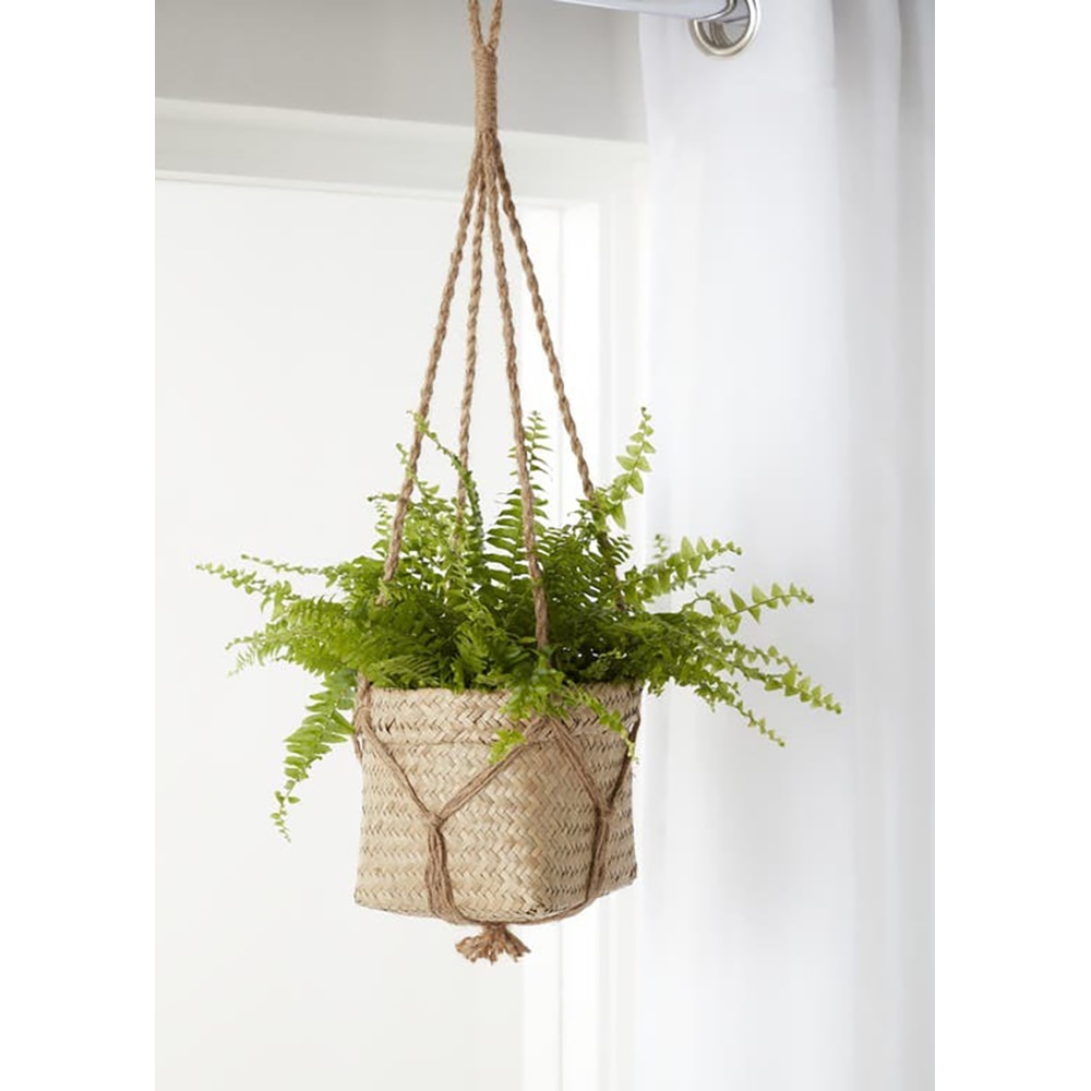 Ghiveci suspendat rotund GOODHOME, iarba de mare, 20.5 cm, bej