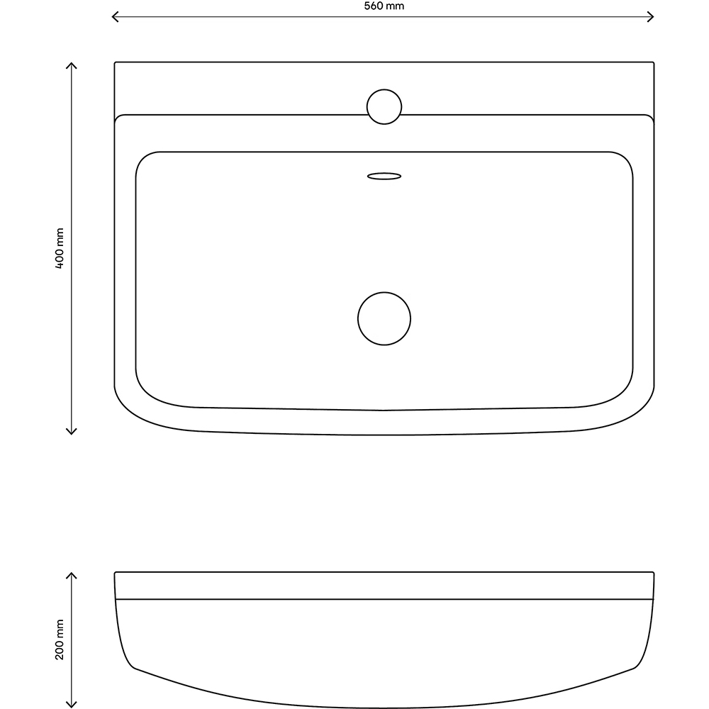 Lavoar baie GOODHOME Teesta, portelan, montare pe perete, 56 x 40 cm, alb lucios