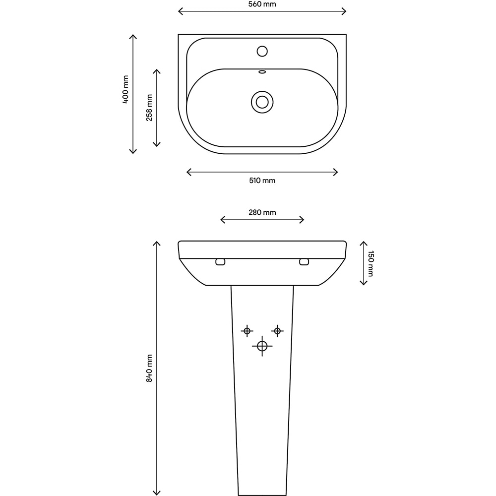 Lavoar baie GOODHOME Cavally, ceramica, montare pe perete, 56 x 40 cm, alb lucios