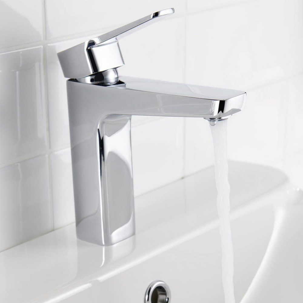 Baterie lavoar GOODHOME Teesta, inaltime 18.1 cm, alama, argintiu