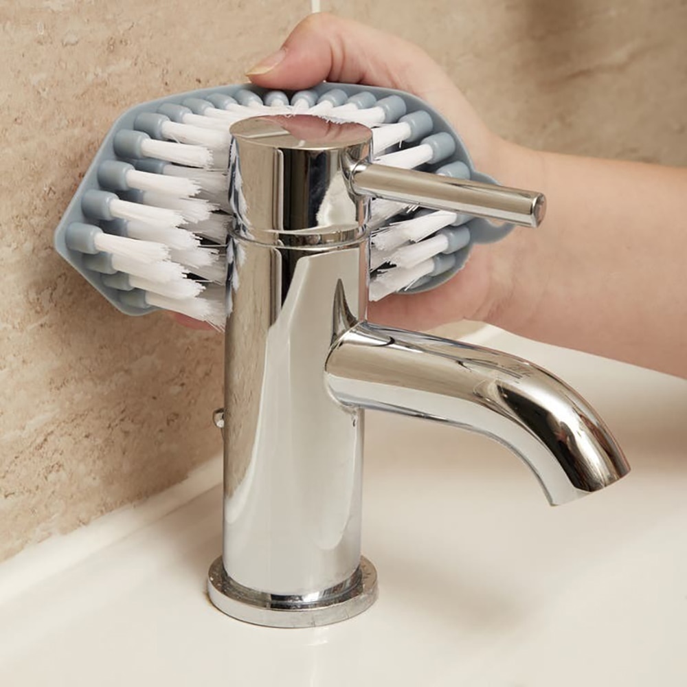 Perie flexibila pentru curatare, 18.2 x 7 cm, polipropilena, gri