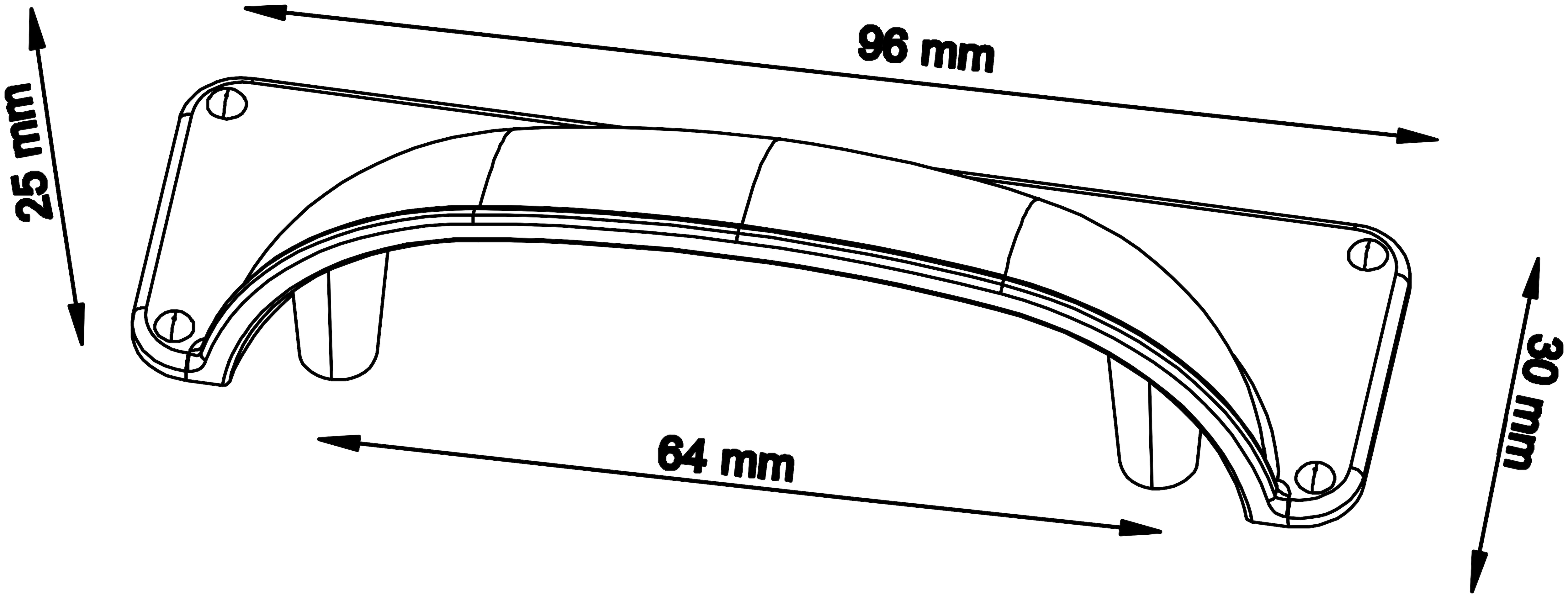 Maner mobila GOODHOME, 9.6 x 2.5 x 3cm, aliaj de zinc, argintiu