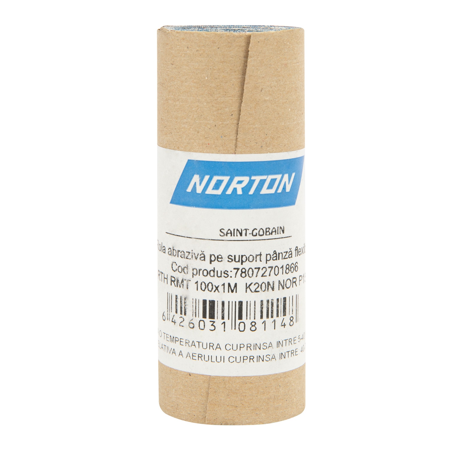 Rulou textil abraziv Norton, 100 mm x 1 m