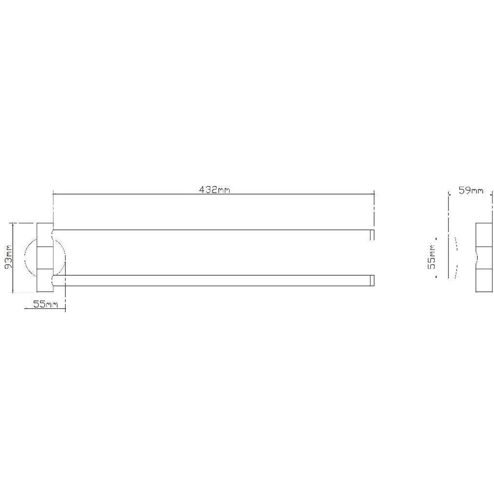 BARA PROSOP DUBLA ORMARA 48X9.3X6.3 CM OTEL CROM
