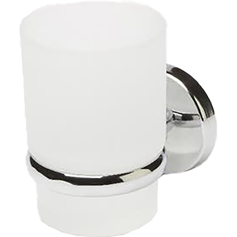 Suport pentru periute de dinti Ormara GOODHOME, 9.5 x 6.8 x 9.5 cm, sticla si otel, argintiu