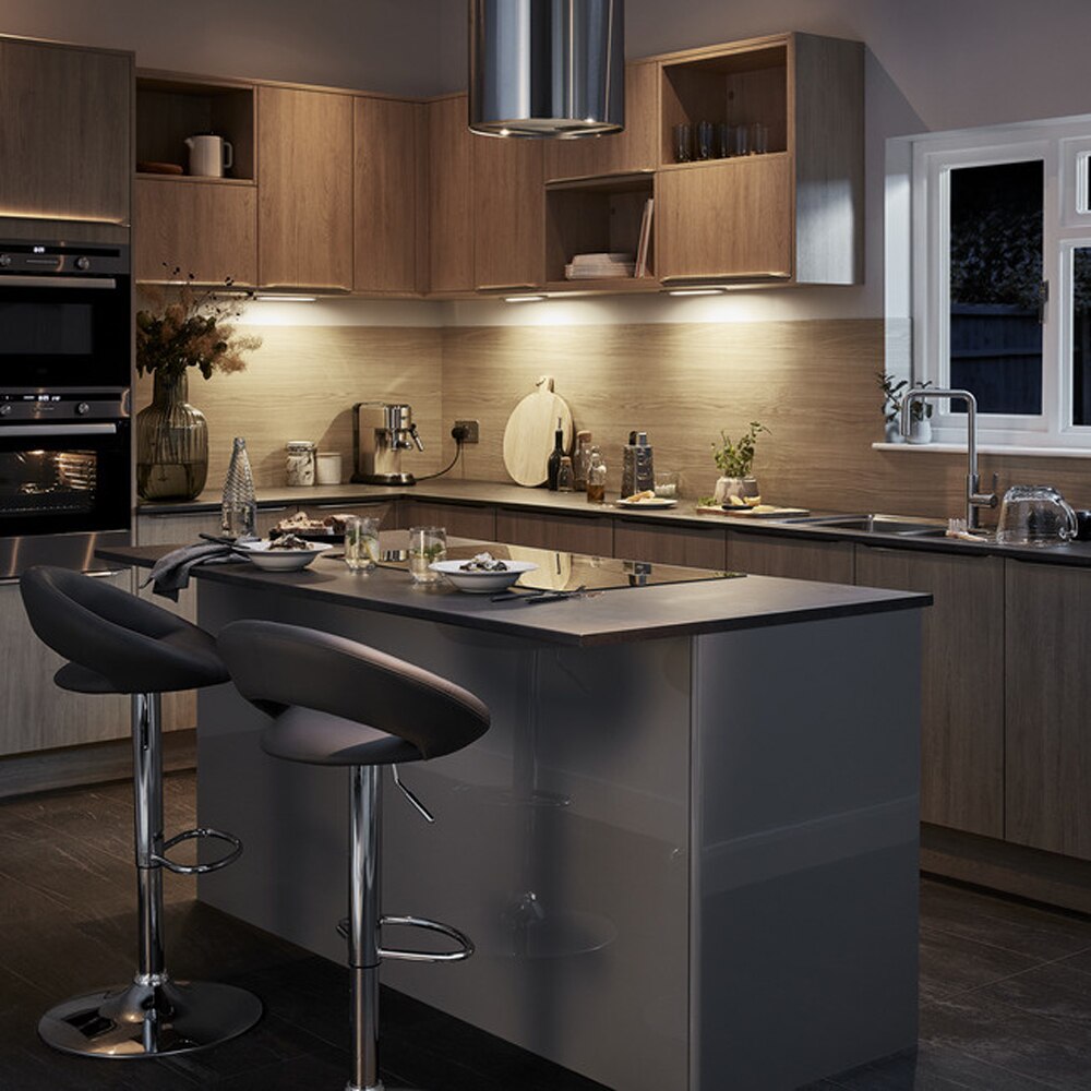 Front usa cu sertare GOODHOME Artemisia, MDF, 49.7 x 71.5 x 1.8 cm, gri lucios