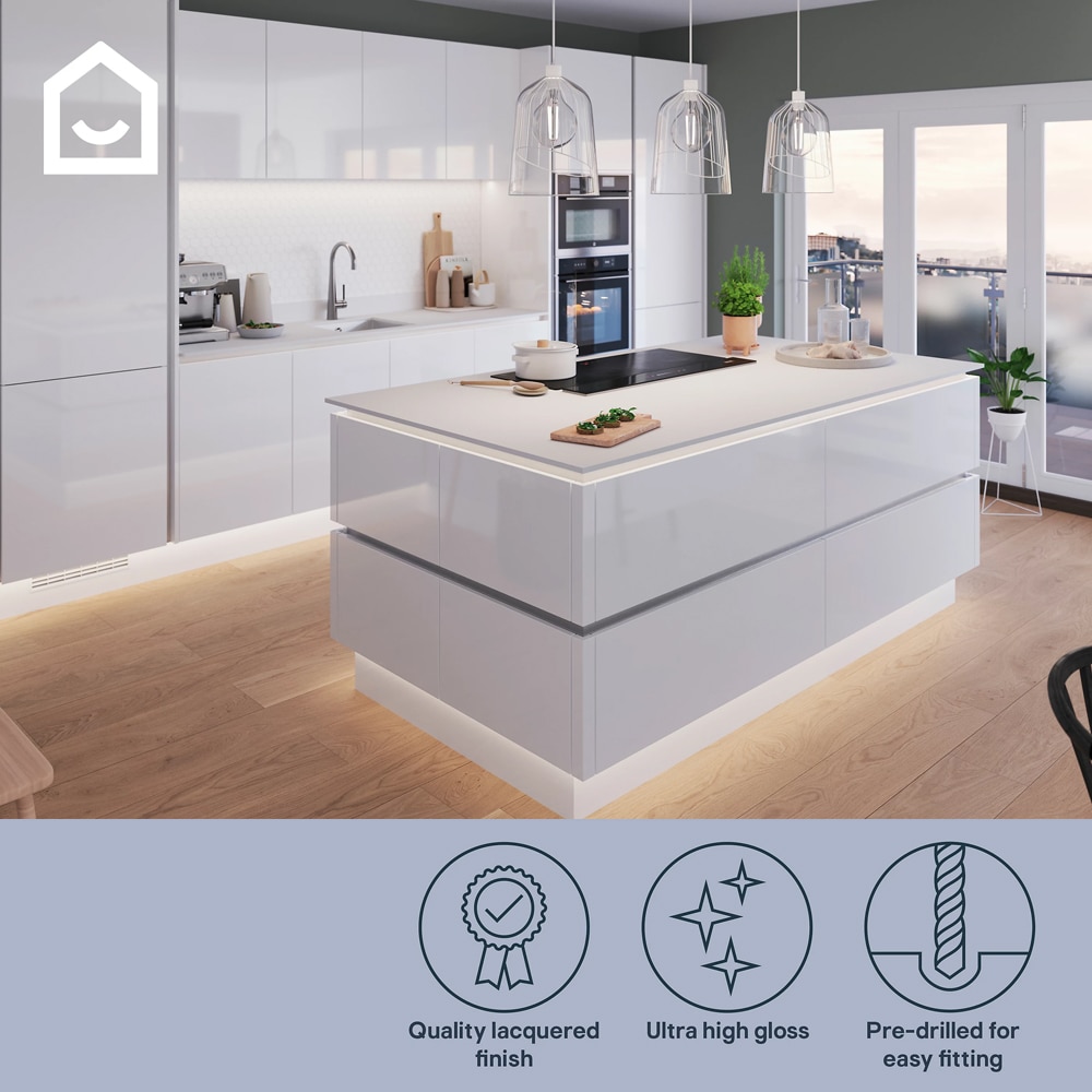Front usa GOODHOME Alisma, sticla, 49.7 x 71.5 x 1.8 cm, alb