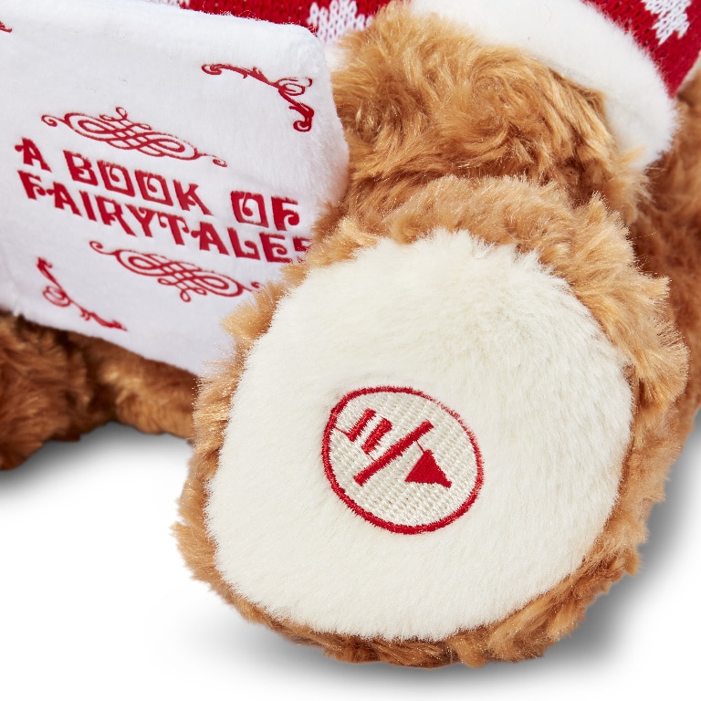 Jucarie ursulet plus de Craciun, 25 x 23 x 26 cm, 5 povesti, baterie inclusa, ABS si poliester, multicolor