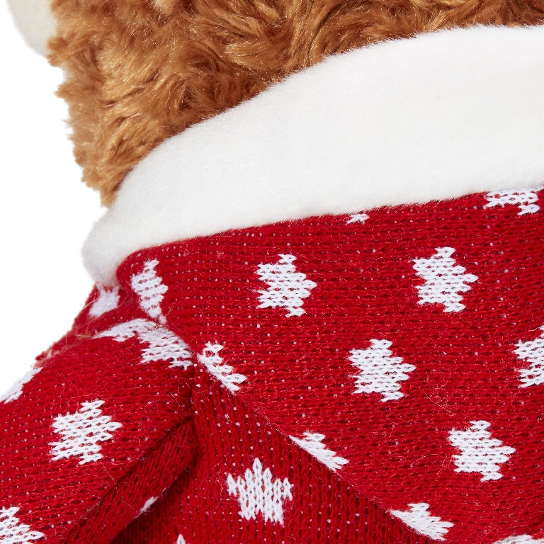 Jucarie ursulet plus de Craciun, 25 x 23 x 26 cm, 5 povesti, baterie inclusa, ABS si poliester, multicolor