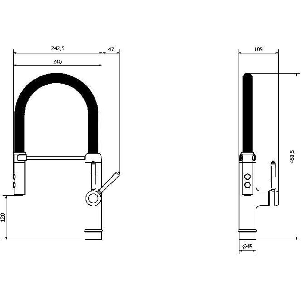Baterie bucatarie GOODHOME Gevuina, zinc, negru