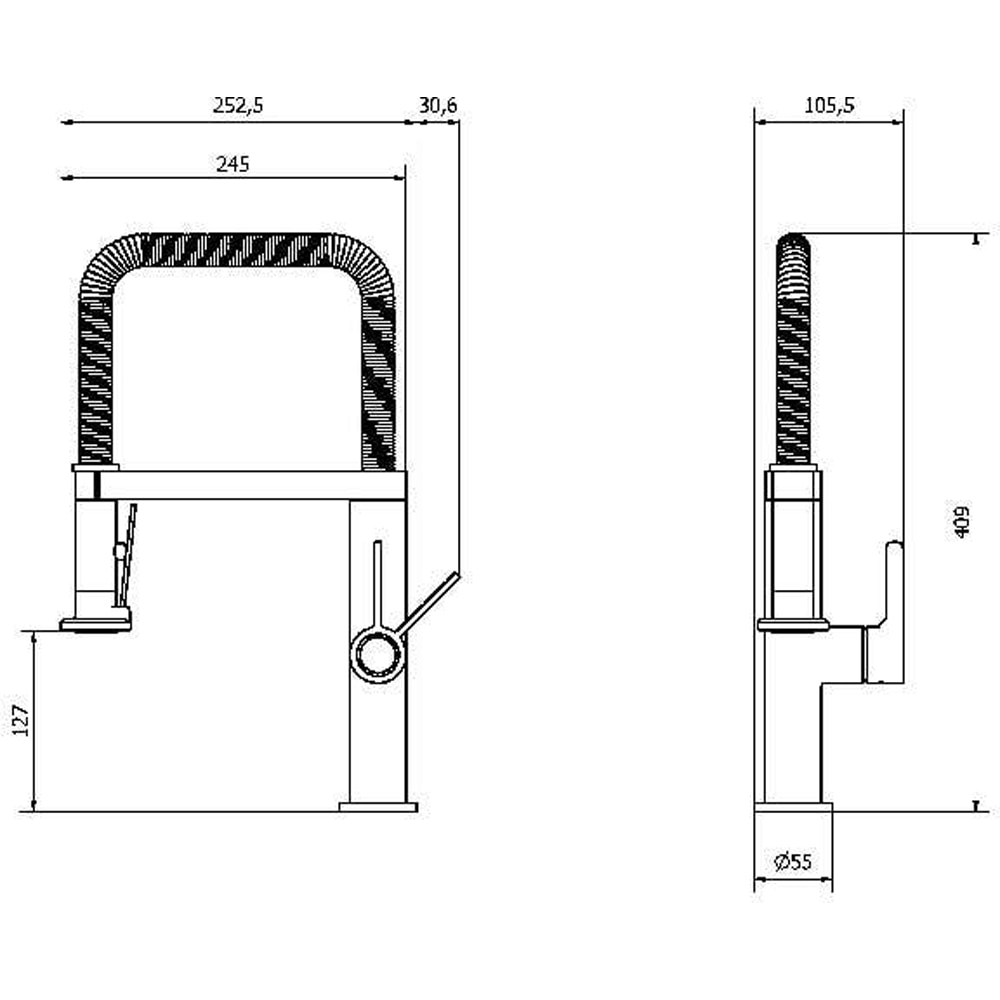 Baterie bucatarie GOODHOME Kamut, alama, bronz-negru