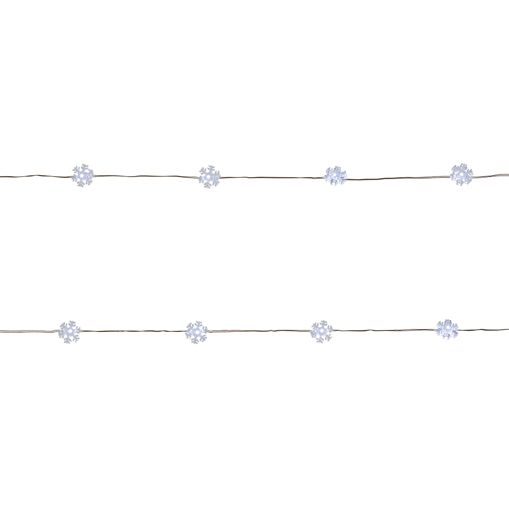 Instalatie Craciun cu fulgi de nea 20 LED-uri, 1.8 m, 6W, IP20, pe baterie, lumina alb rece