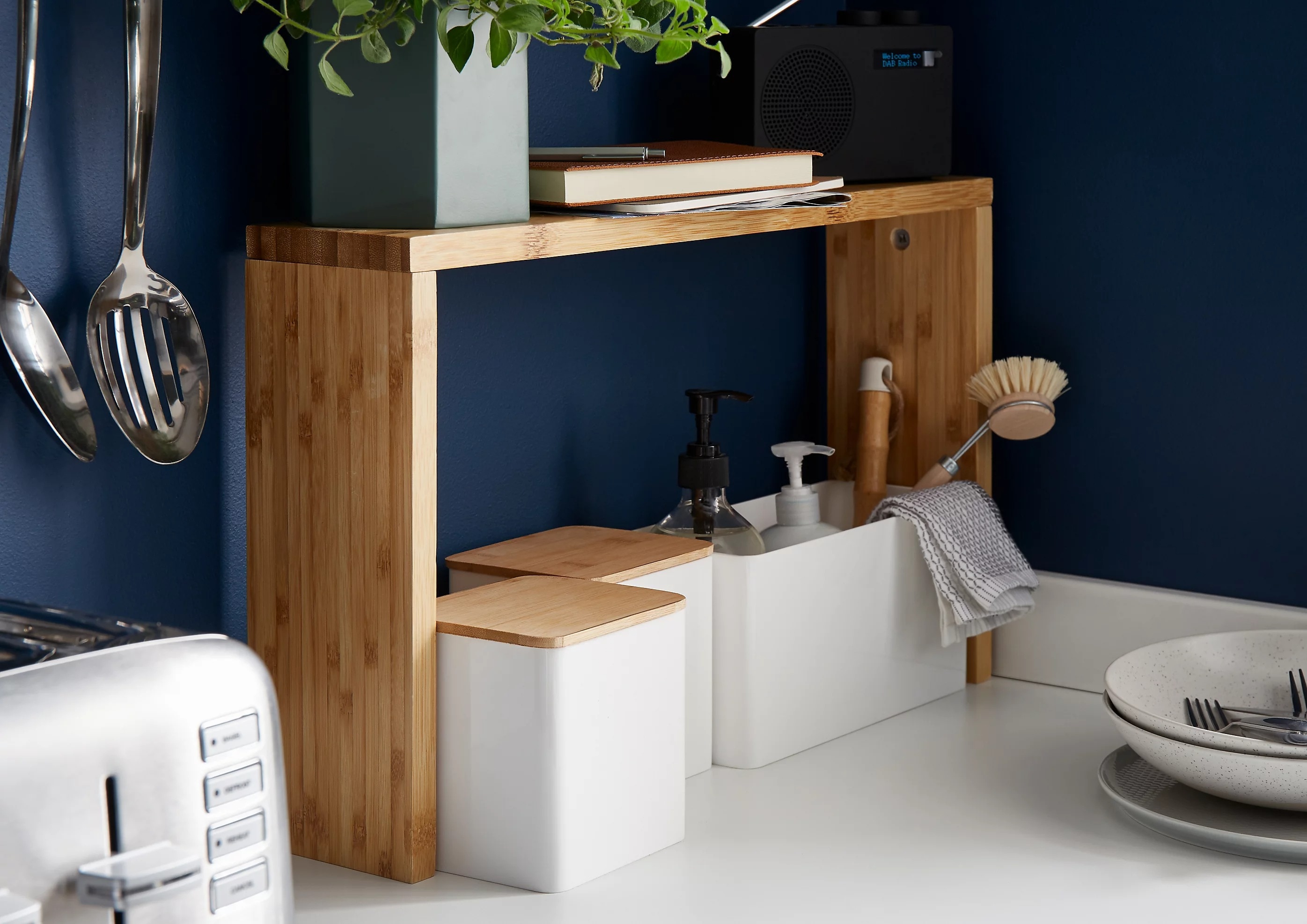 Suport pentru tacamuri GOODHOME Budu, 13 x 11 cm, ABS, alb