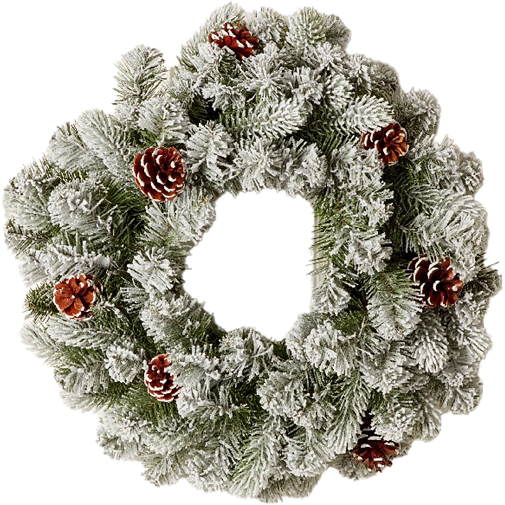 Coronita cu efect inghetat, 50 cm, polietilena si PVC, verde/alb