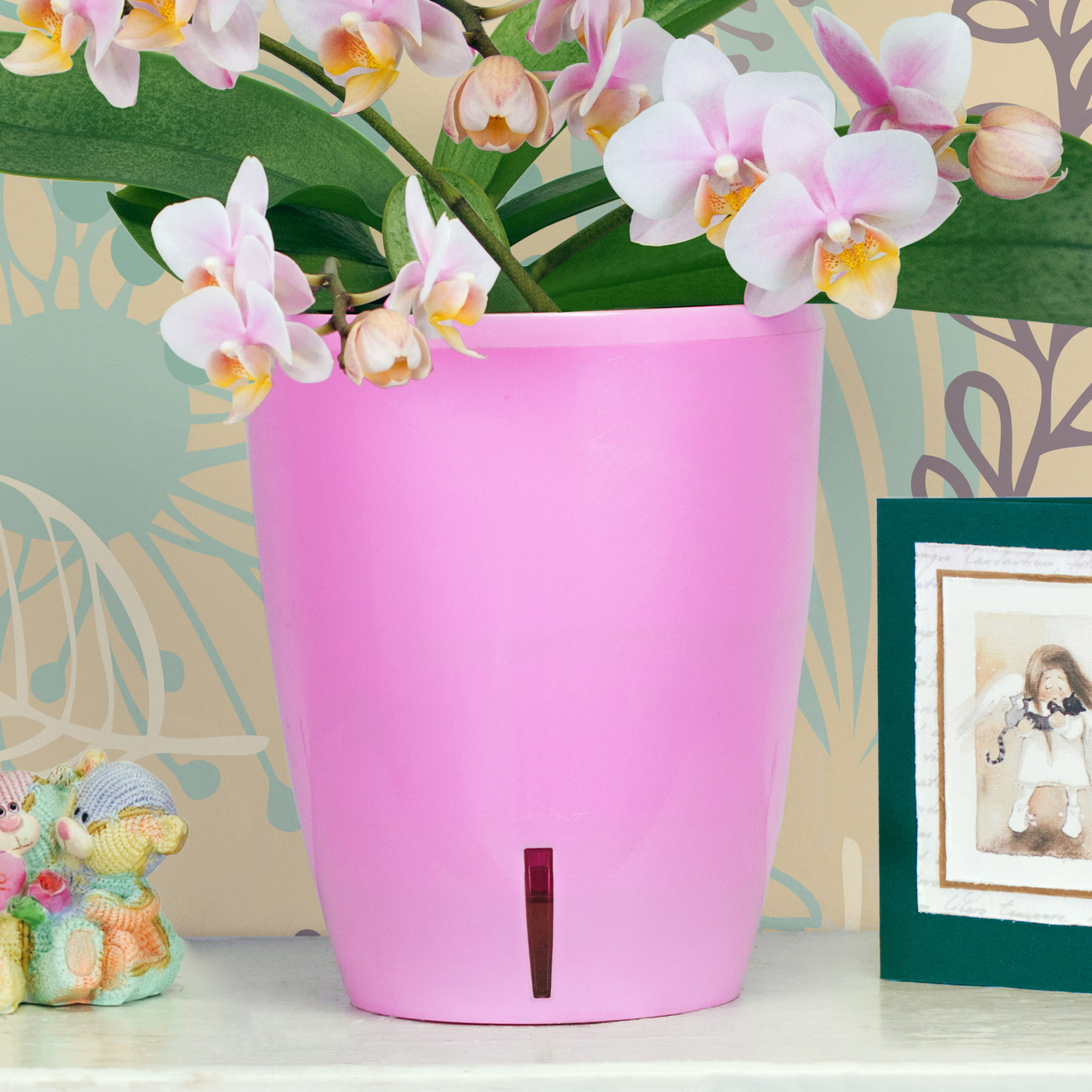 Ghiveci orhidee, conic roz, 15 cm  Orchidea Twin