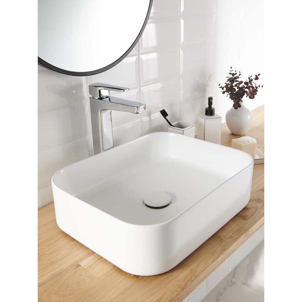 Baterie lavoar GOODHOME Teesta, inaltime 30.1 cm, alama, argintiu