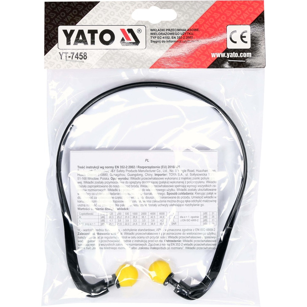 Set antifoane tip casti YATO 100705612, negru-galben