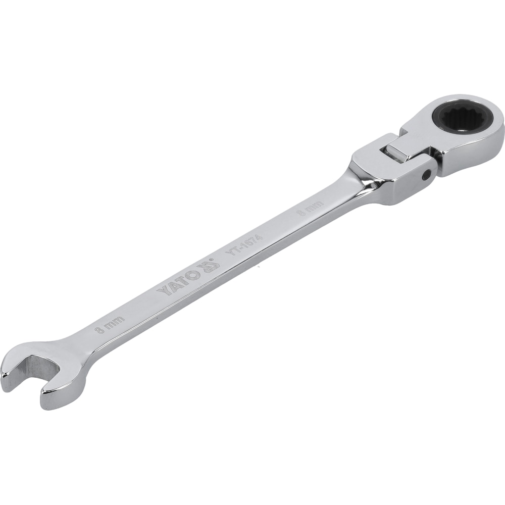 Cheie combinata YATO, 8 mm, Crom-Vanadiu, cap flexibil