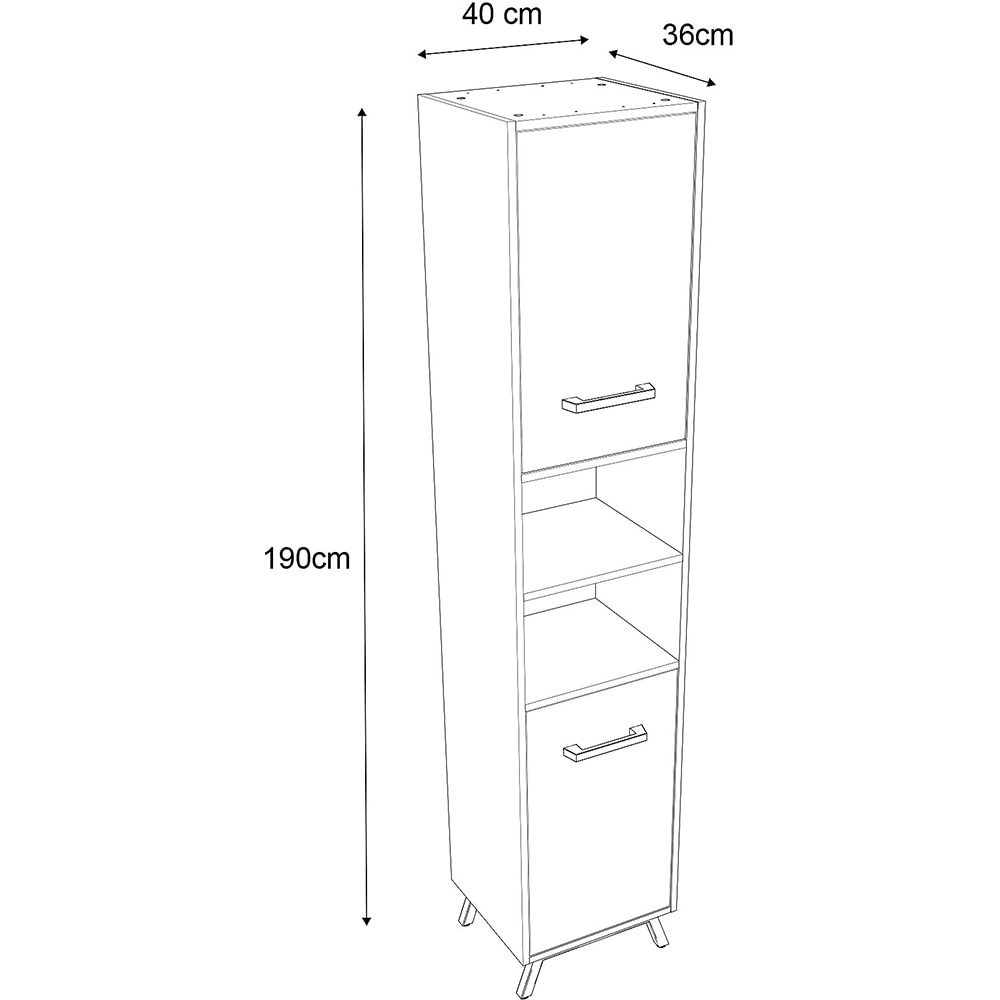 Dulap baie GOODHOME Ladoga, 40 x 36 x 190 cm, alb