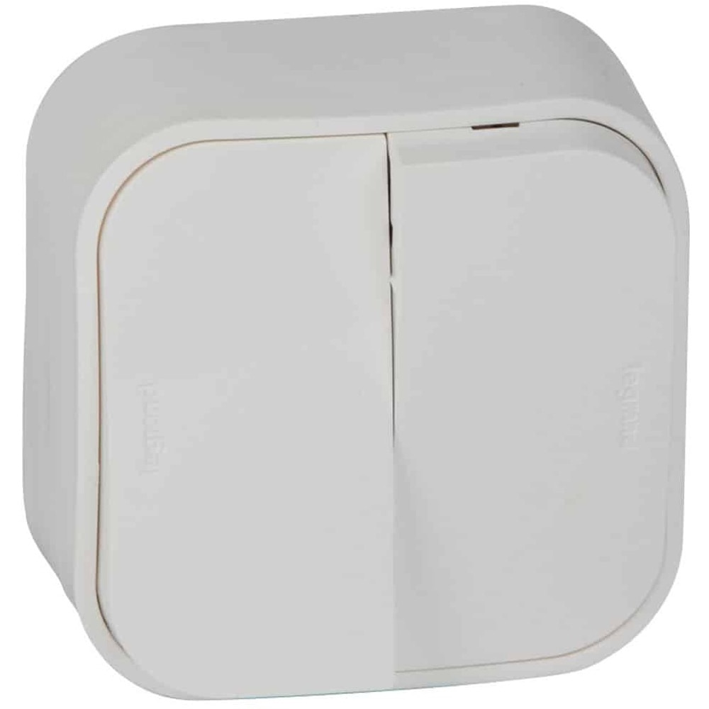 Intrerupator dublu LEGRAND, aparent, 10A, alb