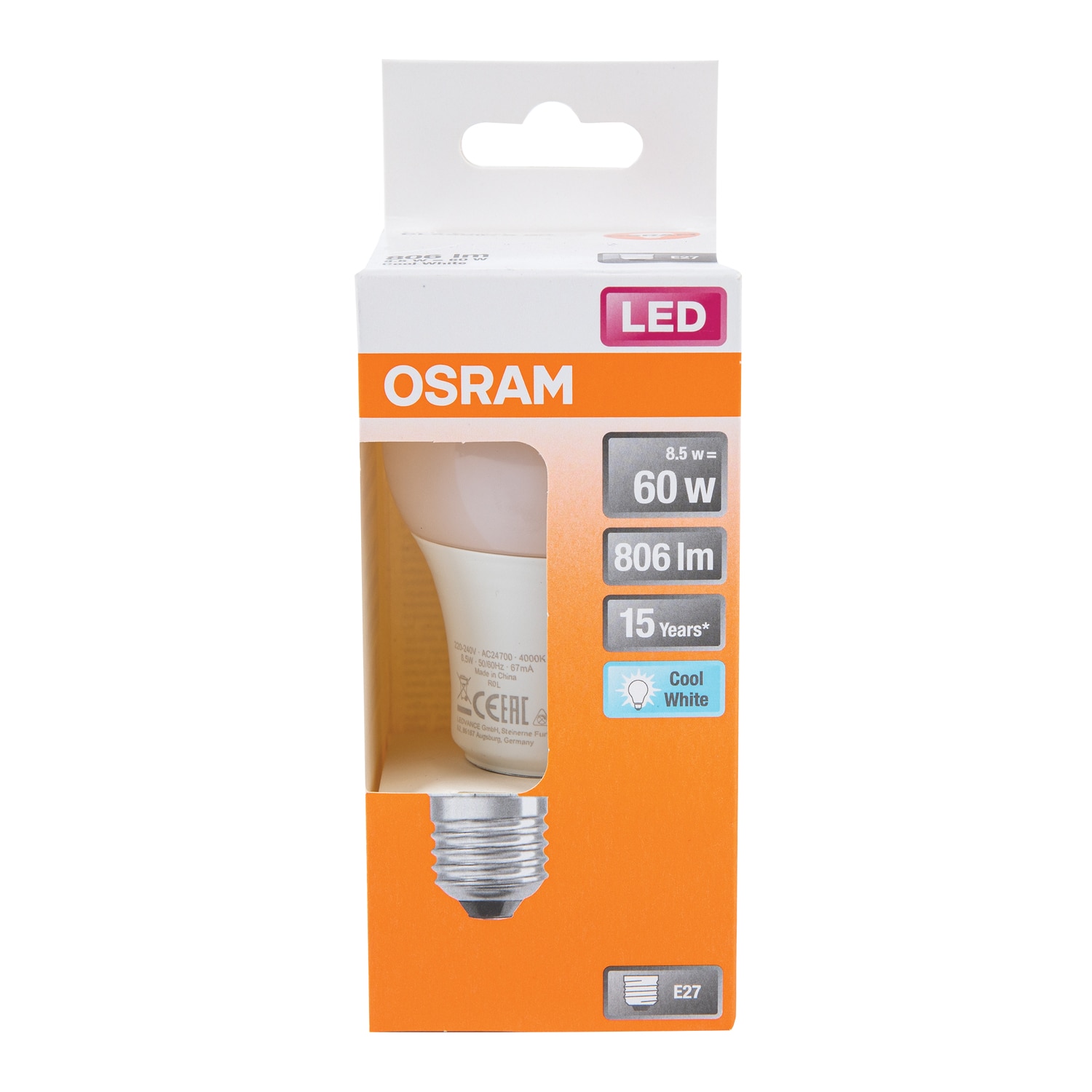 Bec LED, E27, 60W, 4000K, sticla model clasic • Osram Star Classic