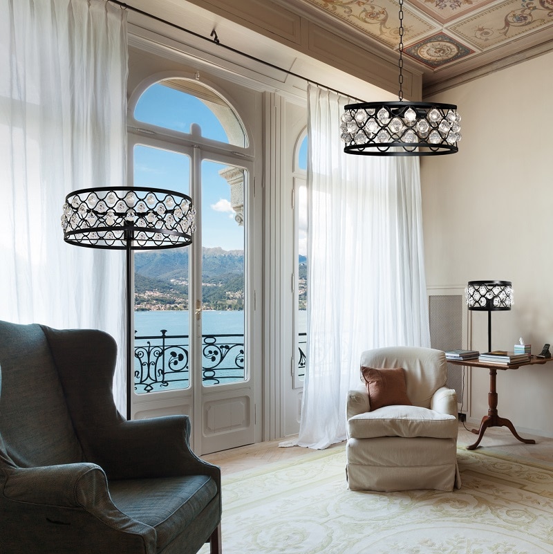 Pendul, negru, 4 x E27 • Goldlux