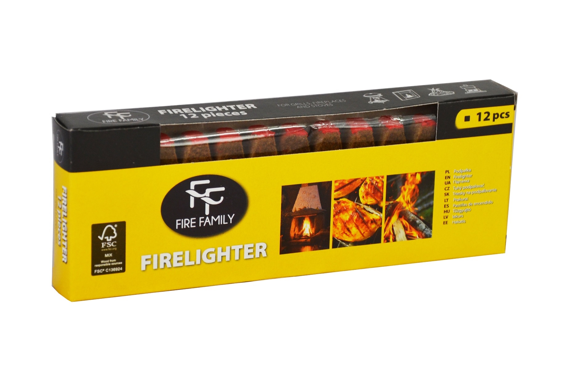 Set 12 brichete tip chibrit, pentru aprins focul  Fire Family