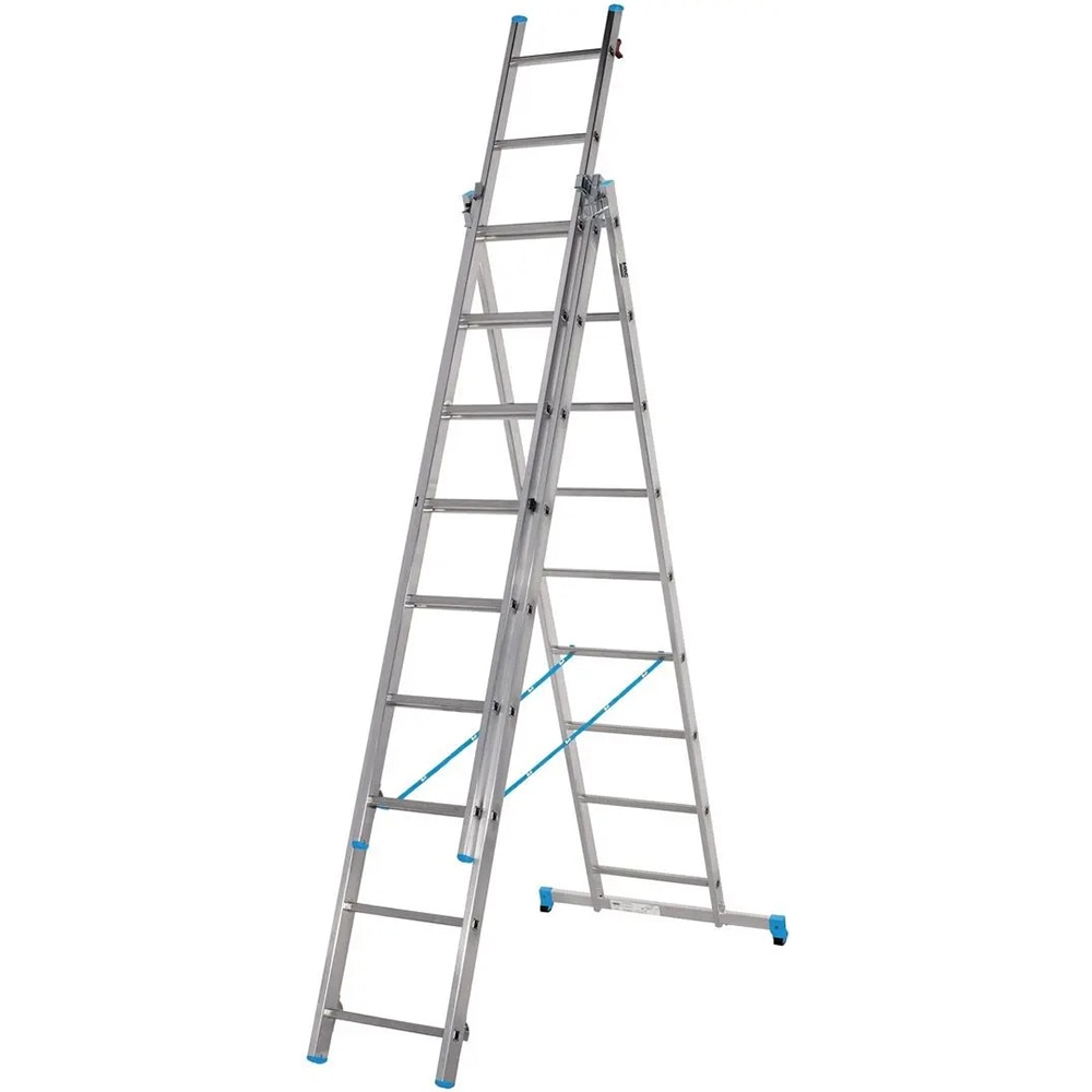 Scara culisanta MAC ALLISTER, 3 x 9 trepte, aluminiu, gri