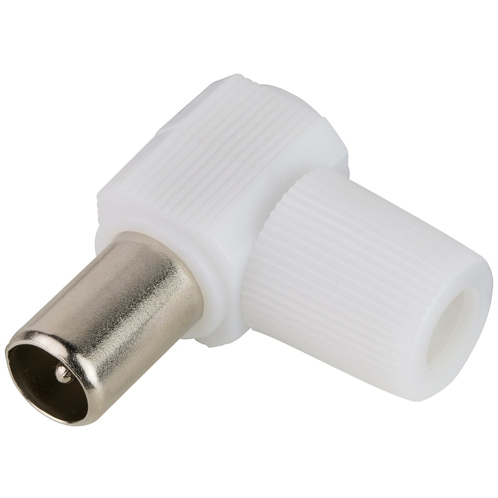 Mufa antena Coaxial Stecher tip unghi BLYSS, 9.52 mm, alb