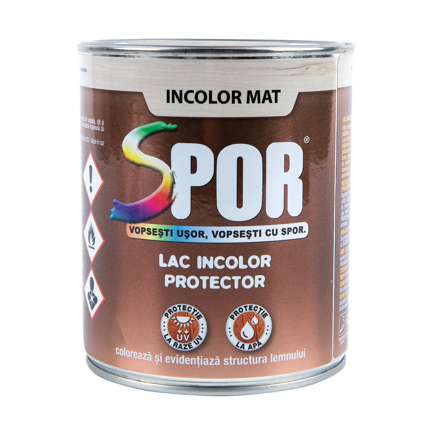 Lac pentru lemn, incolor, mat, 0.75 l • Spor