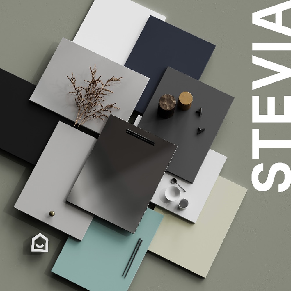 Front usa 3 sertare GOODHOME Stevia, MDF, 59.7 x 71.5 x 1.8 cm, crem