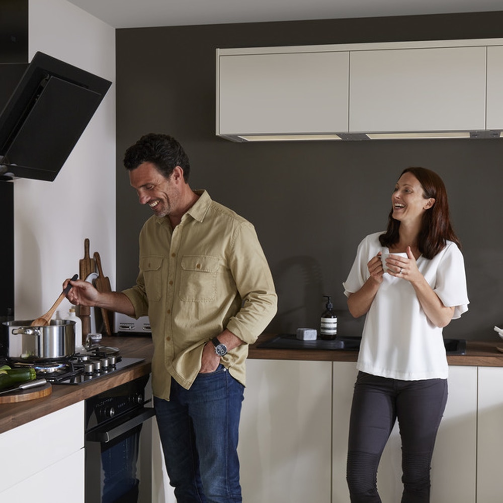 Front usa 3 sertare GOODHOME Stevia, MDF, 79.7 x 71.5 x 1.8 cm , crem